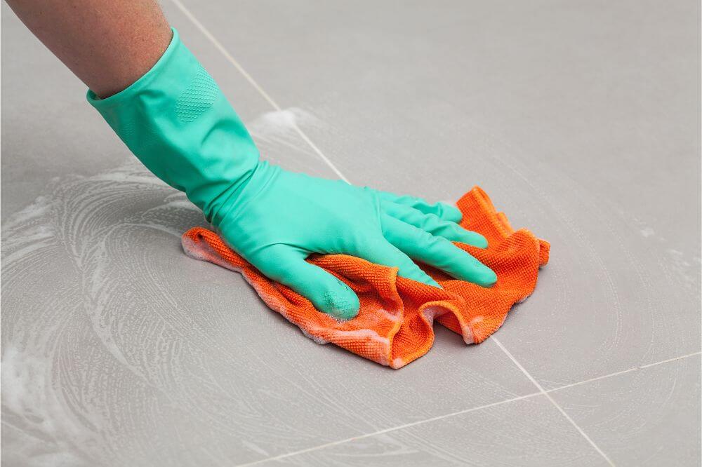 3. Scrub the bathroom tiles and grouts